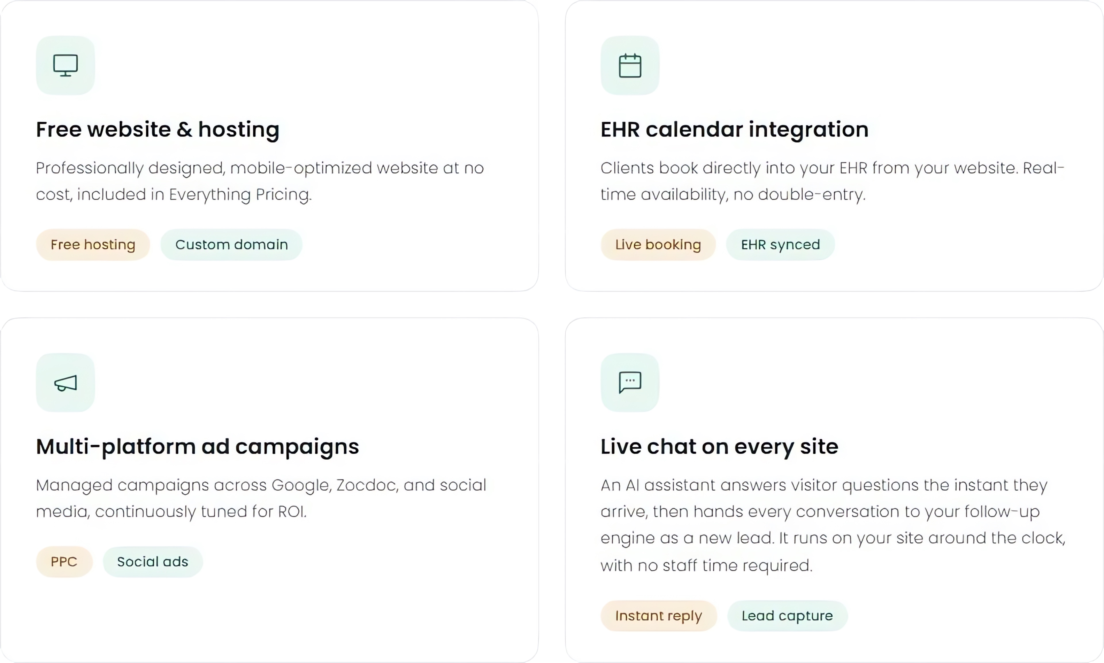 Website and lead gen, shown in Keep Your EHR